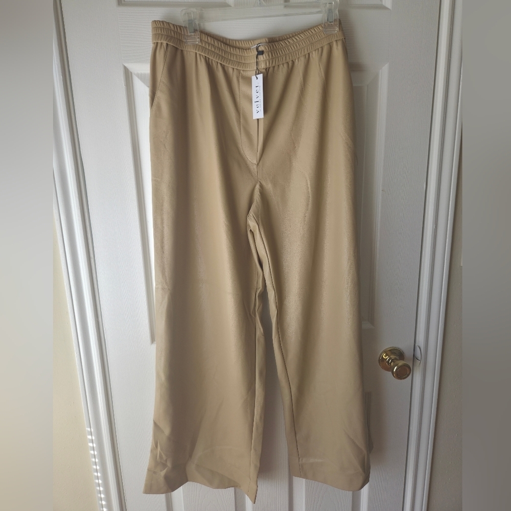 VELVET Graham and Spencer XL Vegan Leather Pants NWT Faux Leather Cream - Picture 2 of 11